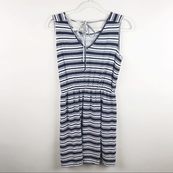 LOFT Variegated Stripe Tie Back Sleeveless Dress - Picture 3 of 6